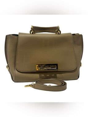 Zac Posen Eartha Leather Top Handle Satchel Taupe Gold Crossbody